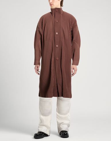 Homme Plissé By Issey Miyake Man Overcoat & Trench Coat Brown Size 1 Polyester