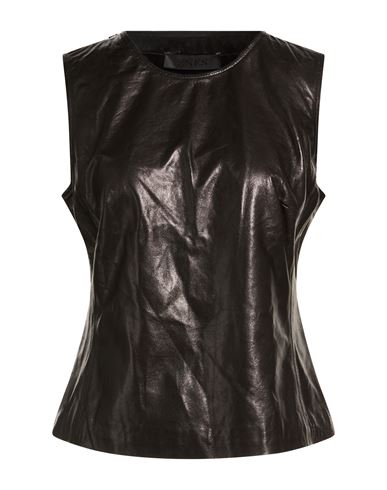 Woman Top Black Size 4 Leather