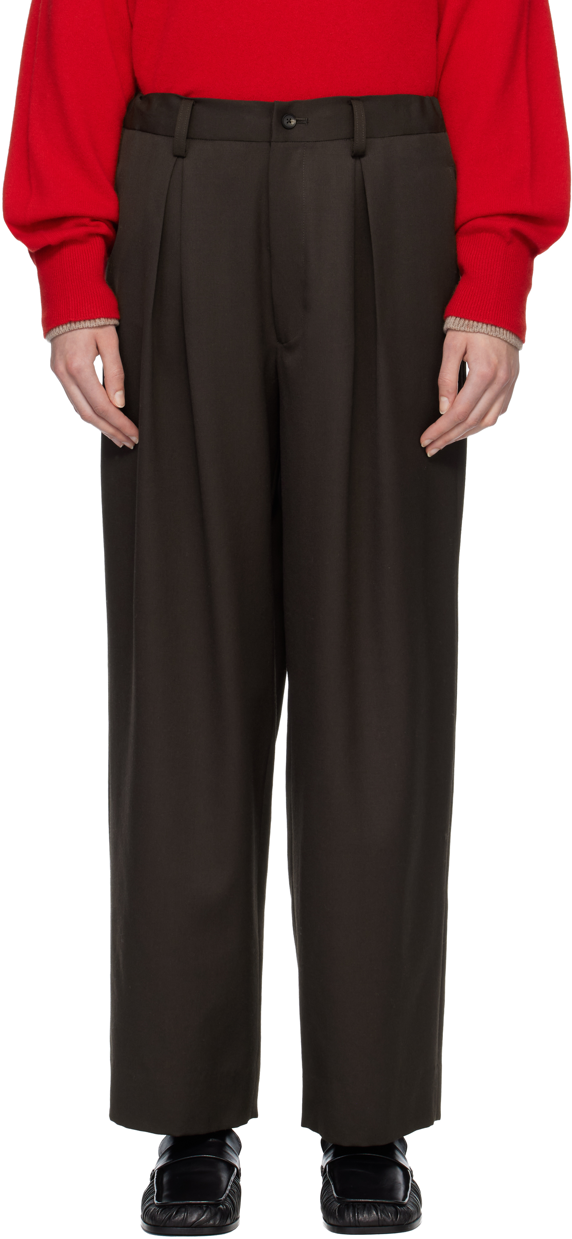 Brown Easy Wide Trousers