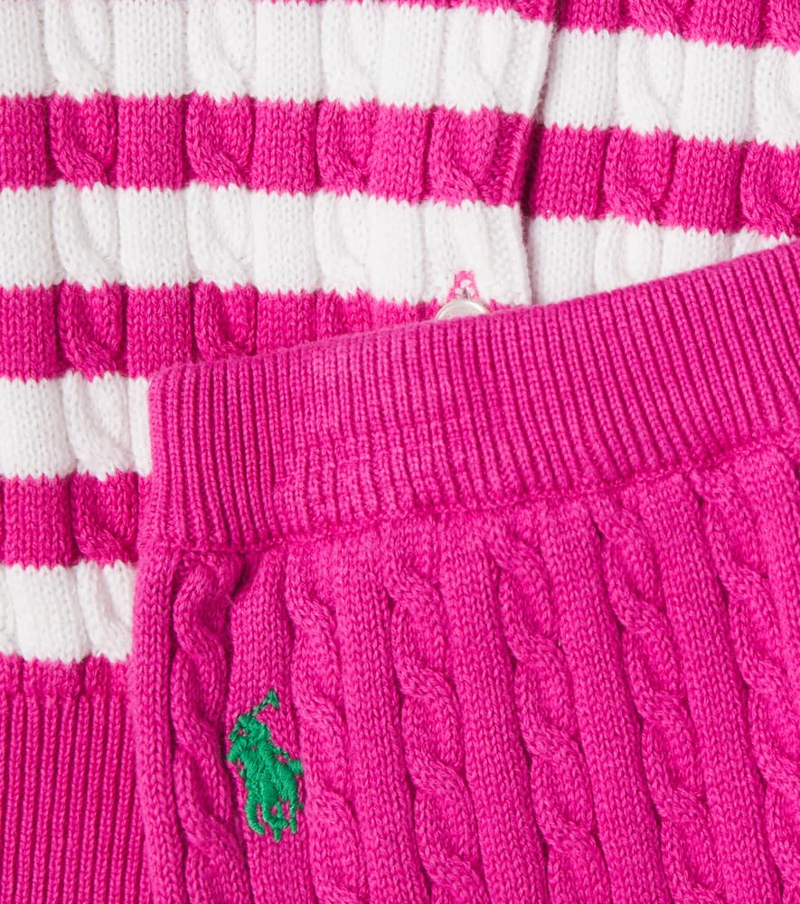 Baby cable-knit cotton cardigan and pants set