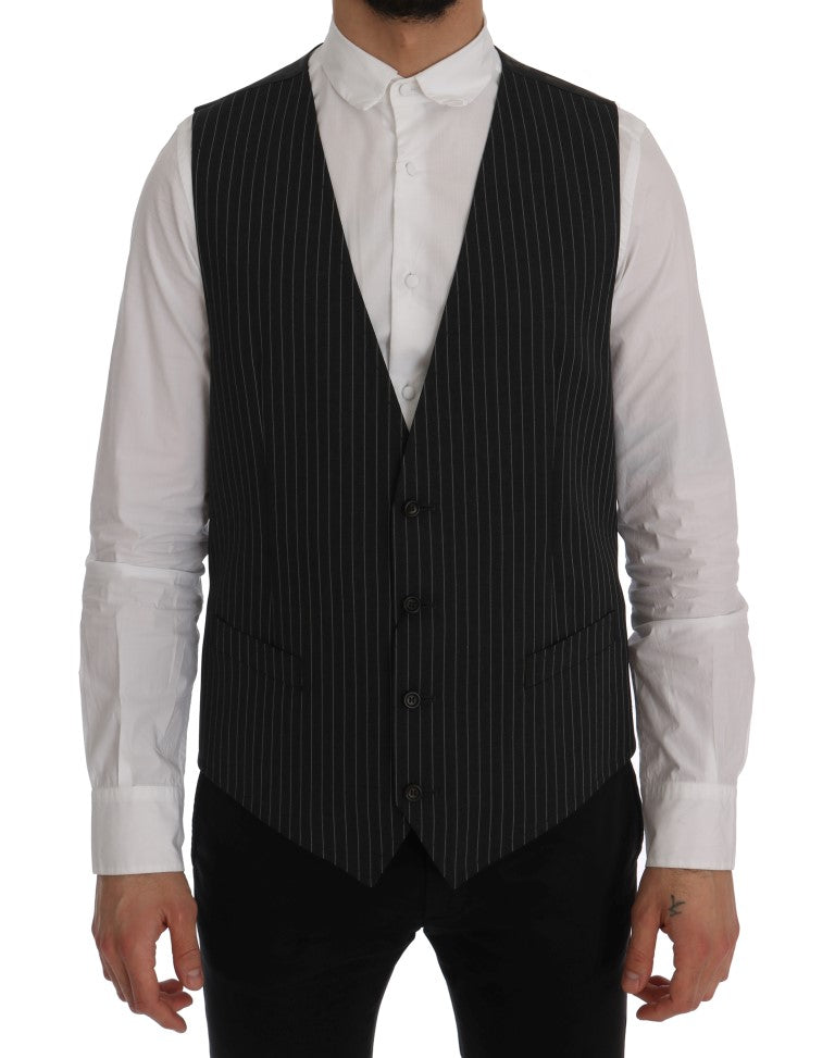 Pinstriped Wool Vest — Gray