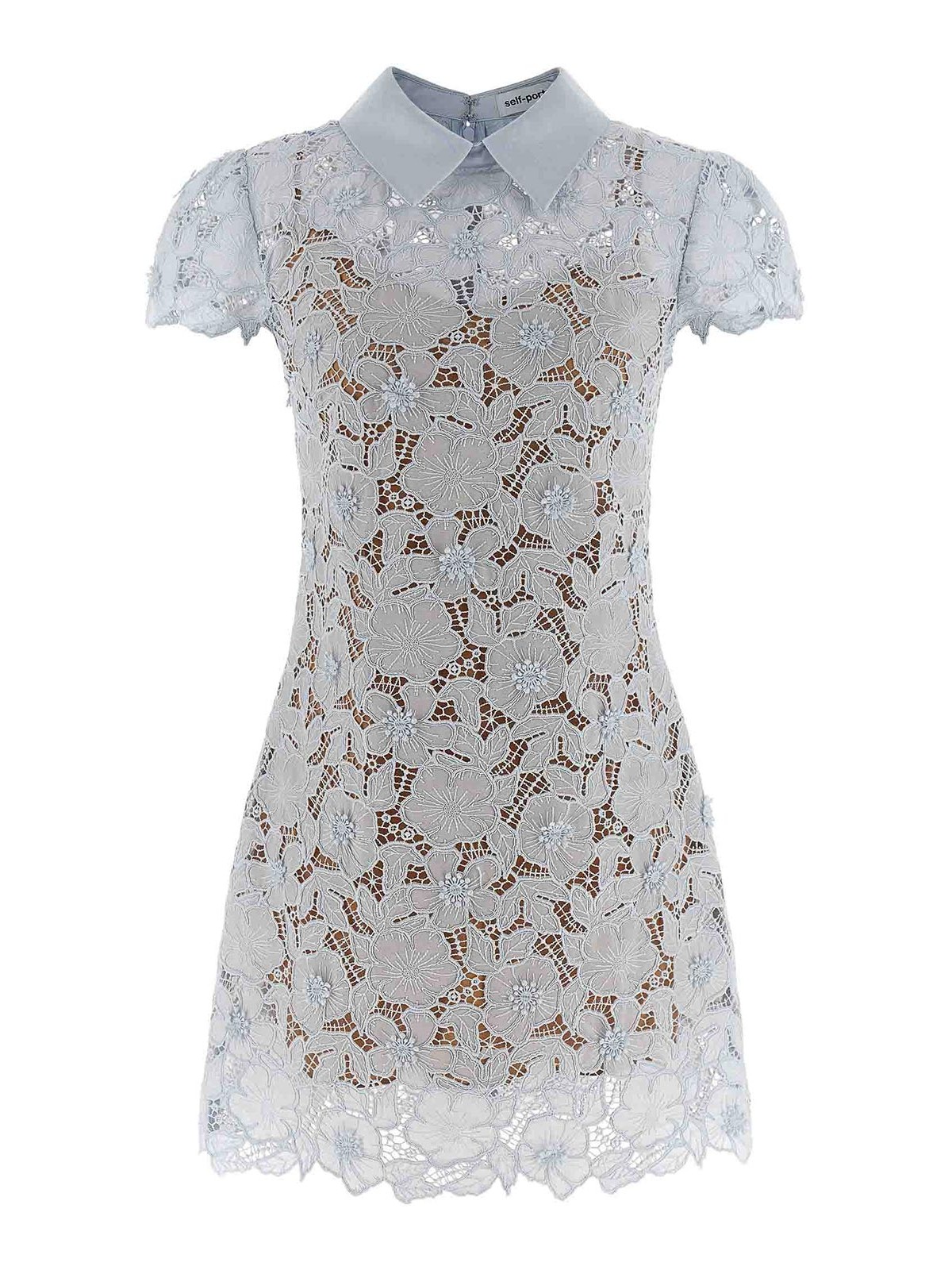 Blue Guipure Lace Mini Dress