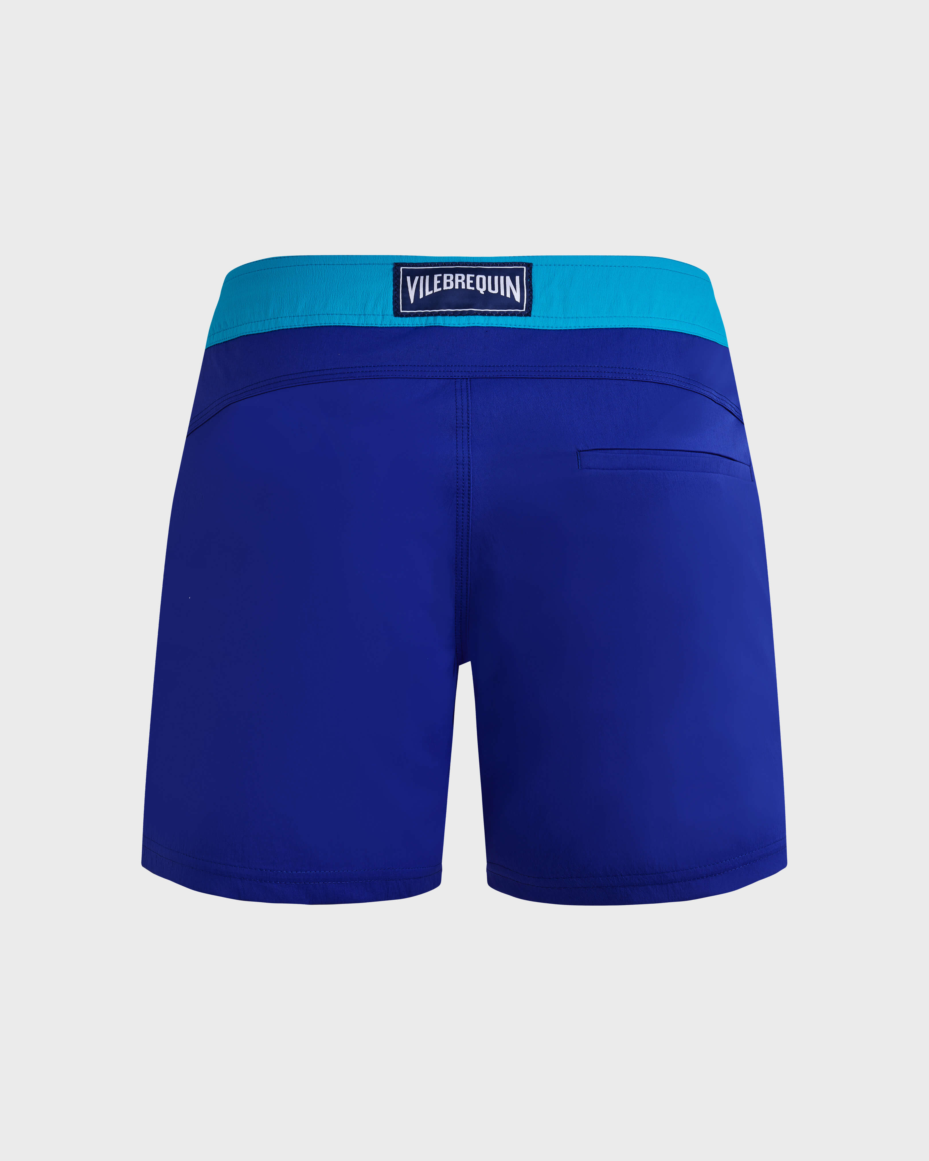 Men Stretch Swim Shorts Flat Belt Color Block - Mdb - Merle - Blue