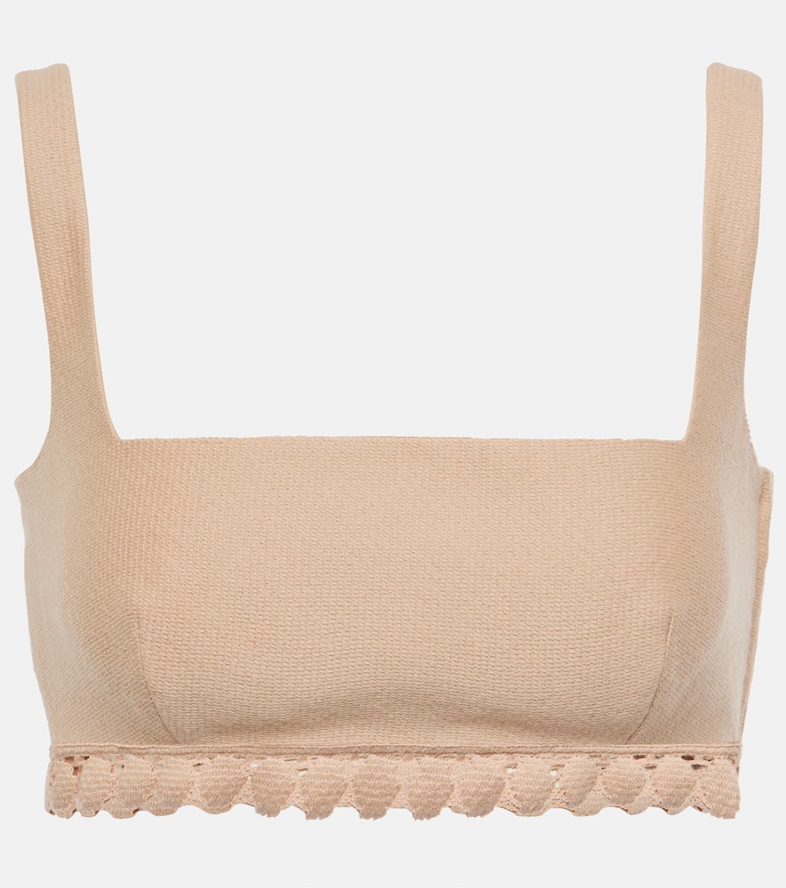 Valentino Scalloped cotton-blend bra top