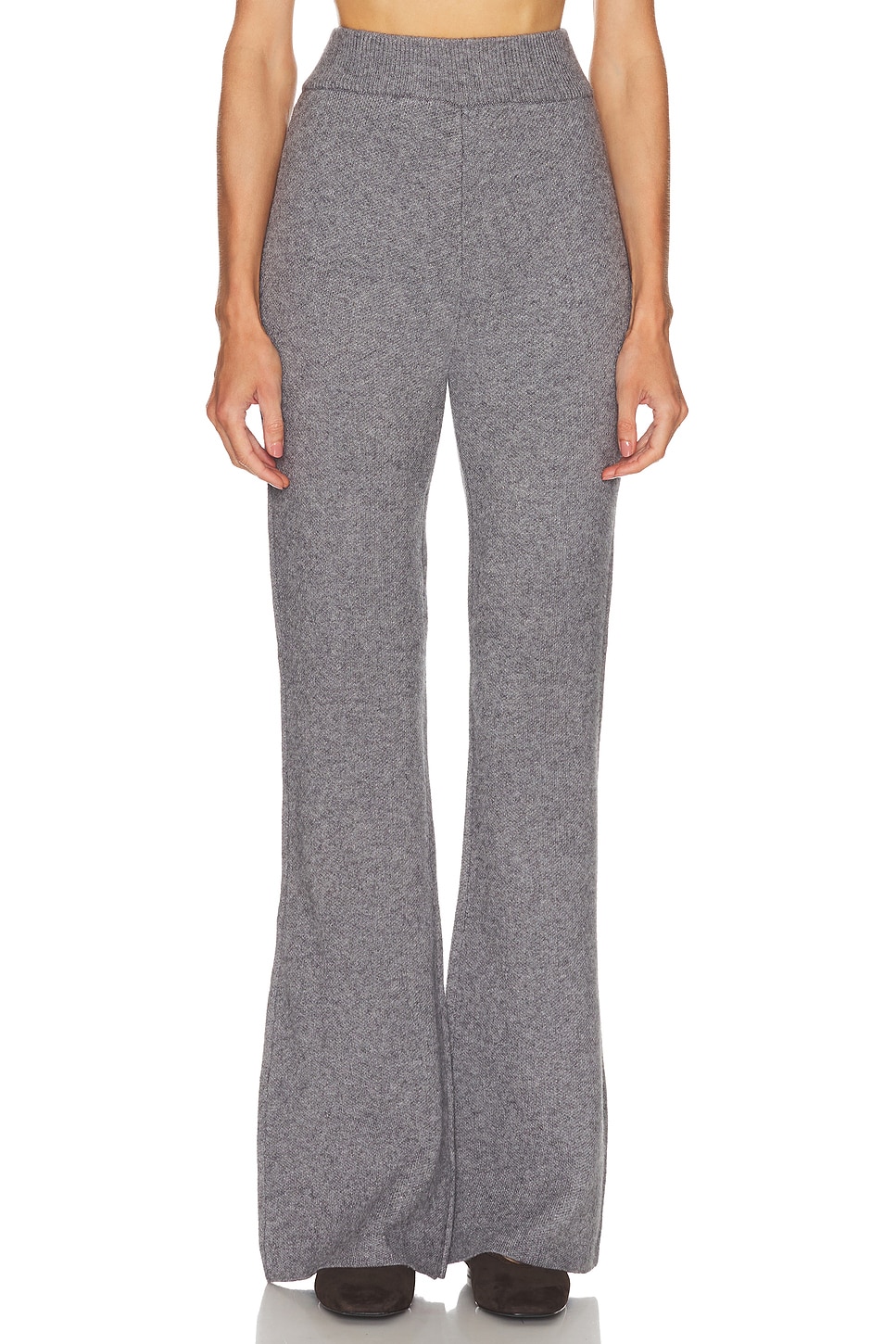 SEROYA Mickie Knit Flare Pant in Medium Grey - Grey. XS also in L, M