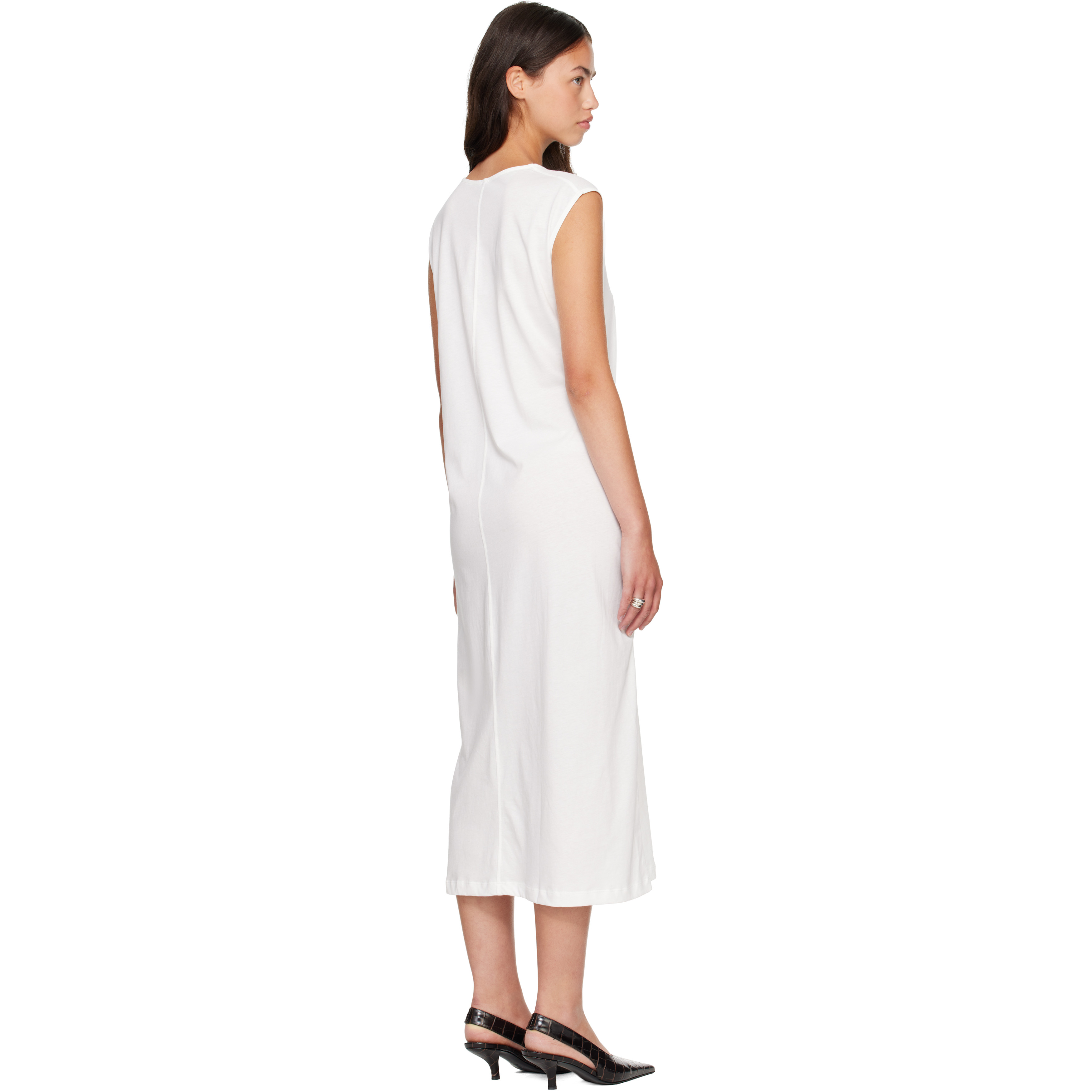 Off-White Tie-Waist Jersey Midi Dress