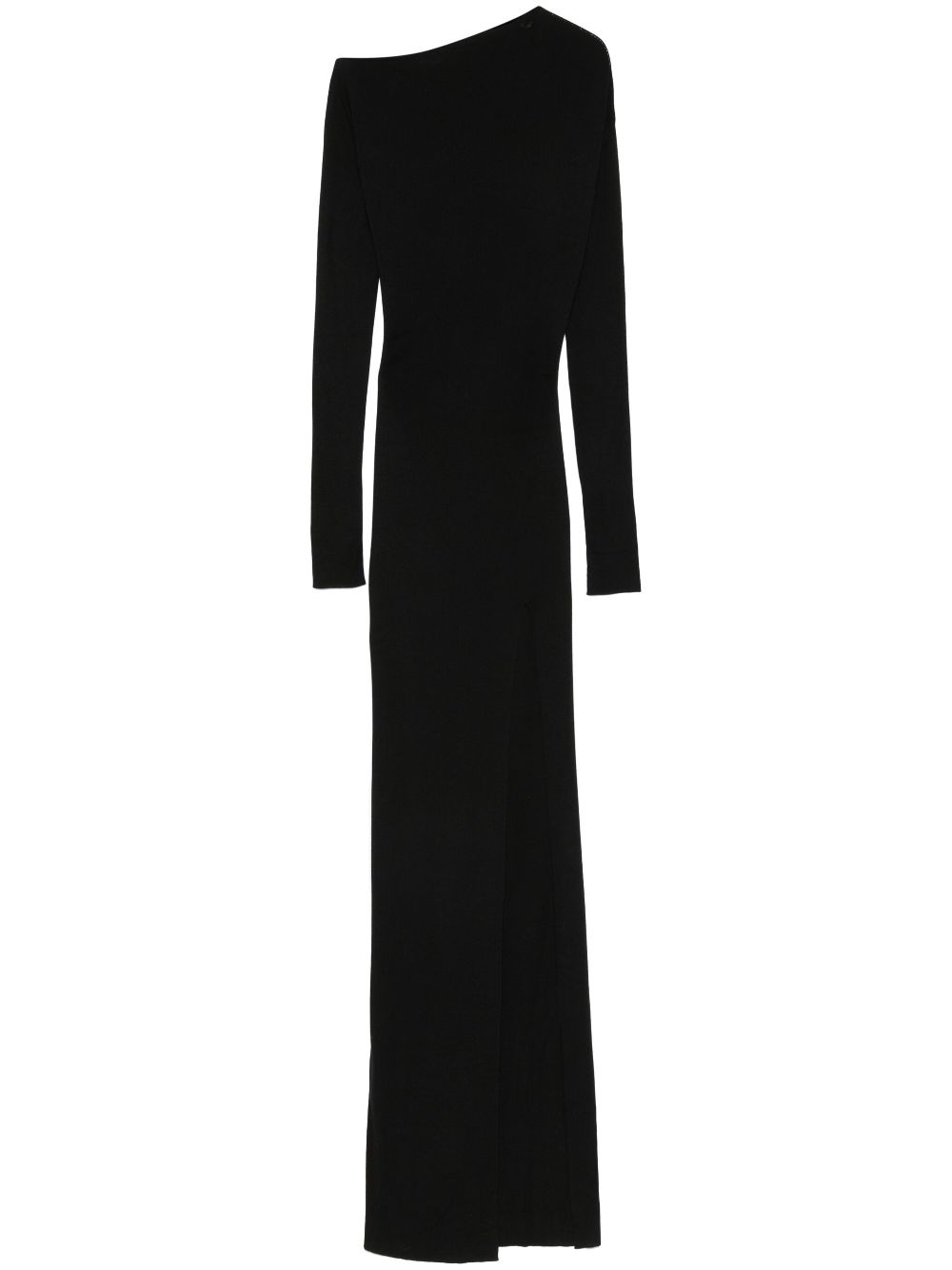 Asymmetric fine-knit midi dress - Black
