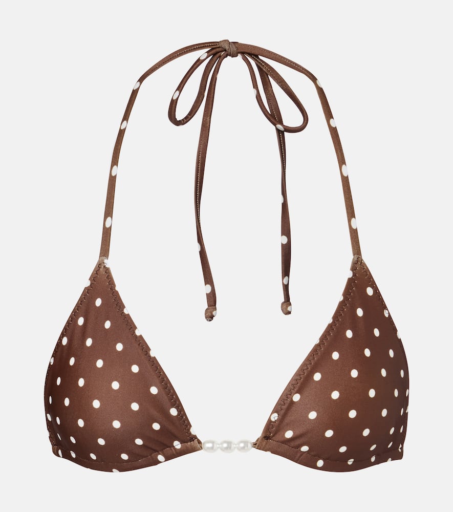 Beaded polka-dot bikini top