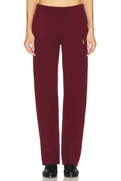 Sporty & Rich Cashmere Trouser in Merlot - Burgundy. M also in L, S
