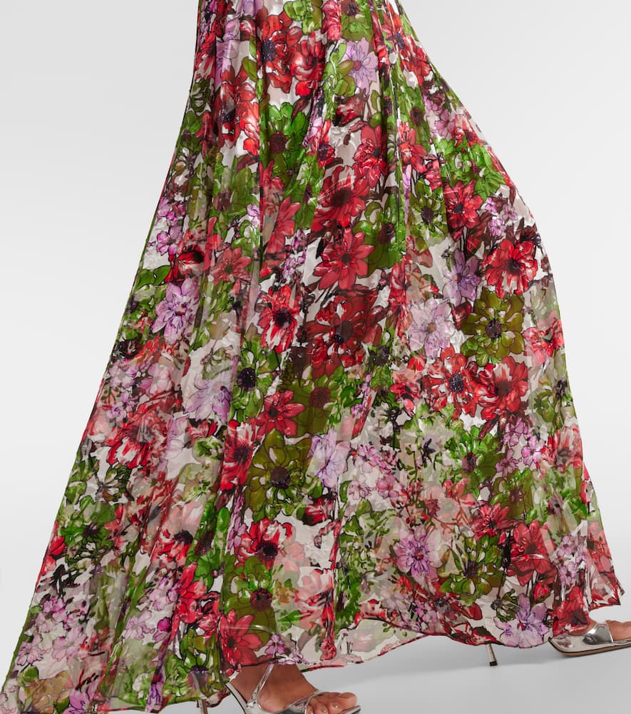 Floria devoré silk-blend chiffon gown