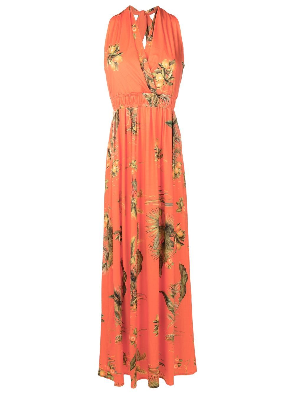 Floral-print halterneck dress - Orange