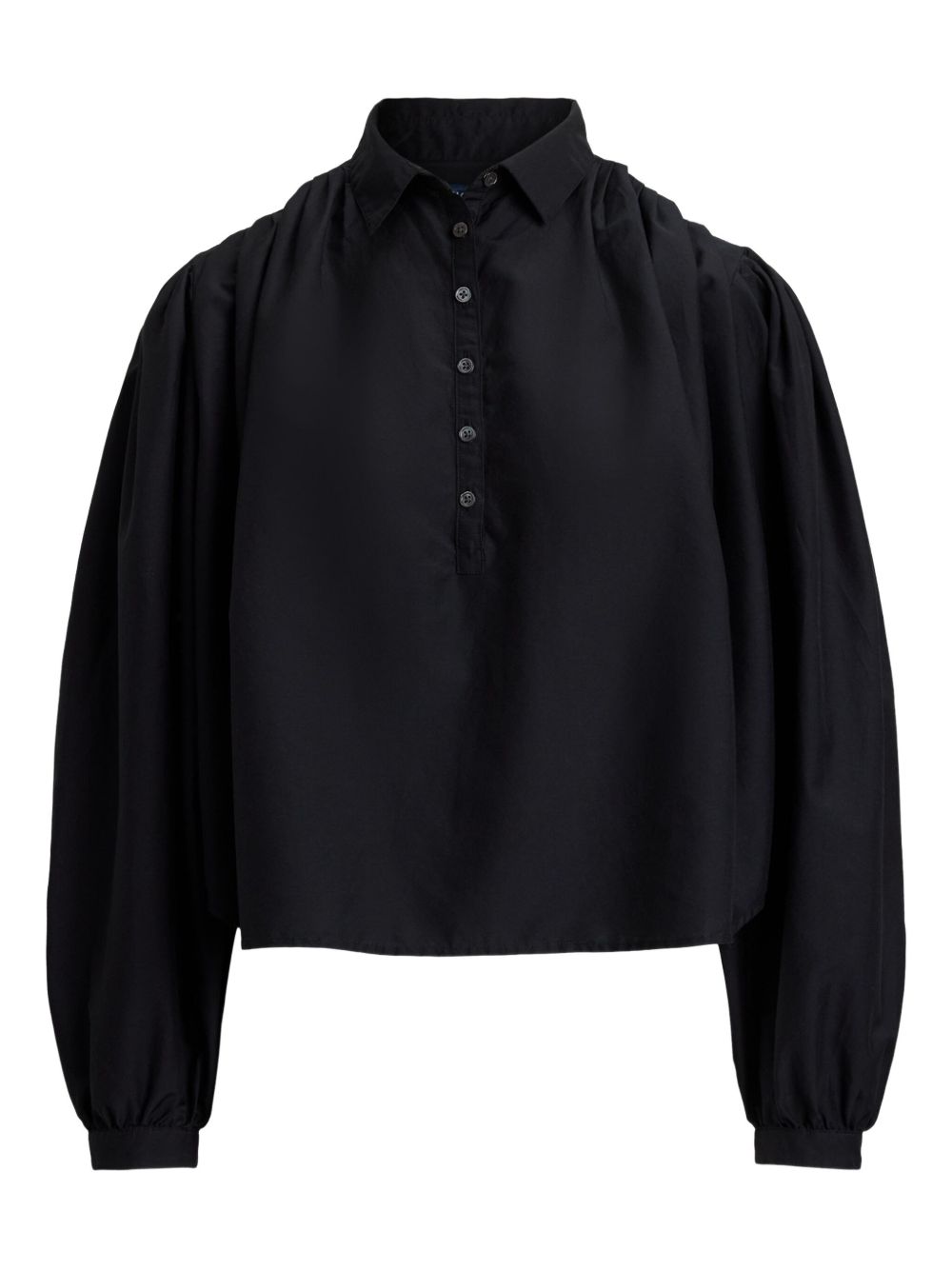 Puffed-sleeve button-up shirt - Black
