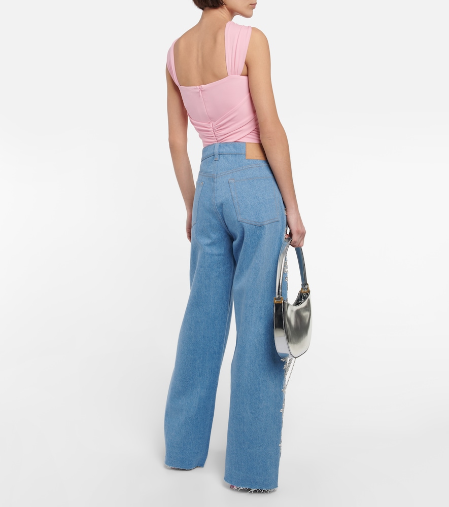 Embroidered wide-leg jeans