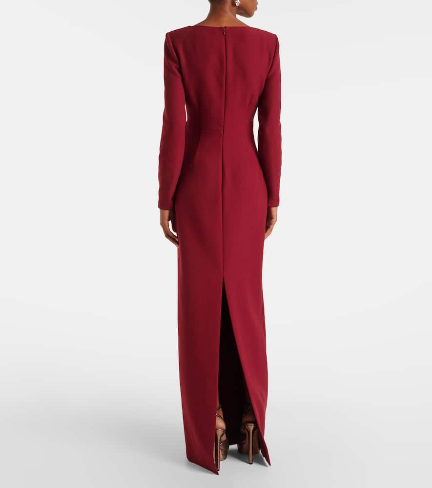 Floral-appliqué crêpe gown