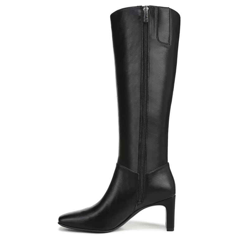 Nona Knee High Boots, Black Faux Leather