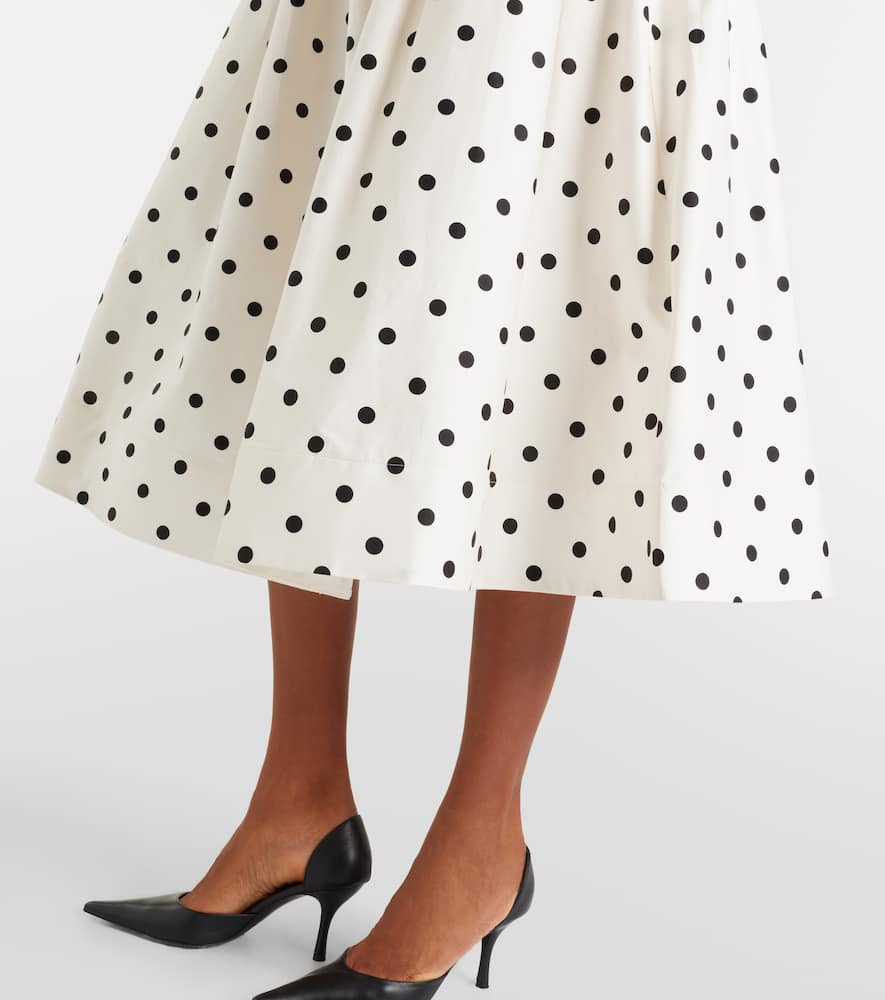 Polka-dot off-shoulder cotton midi dress