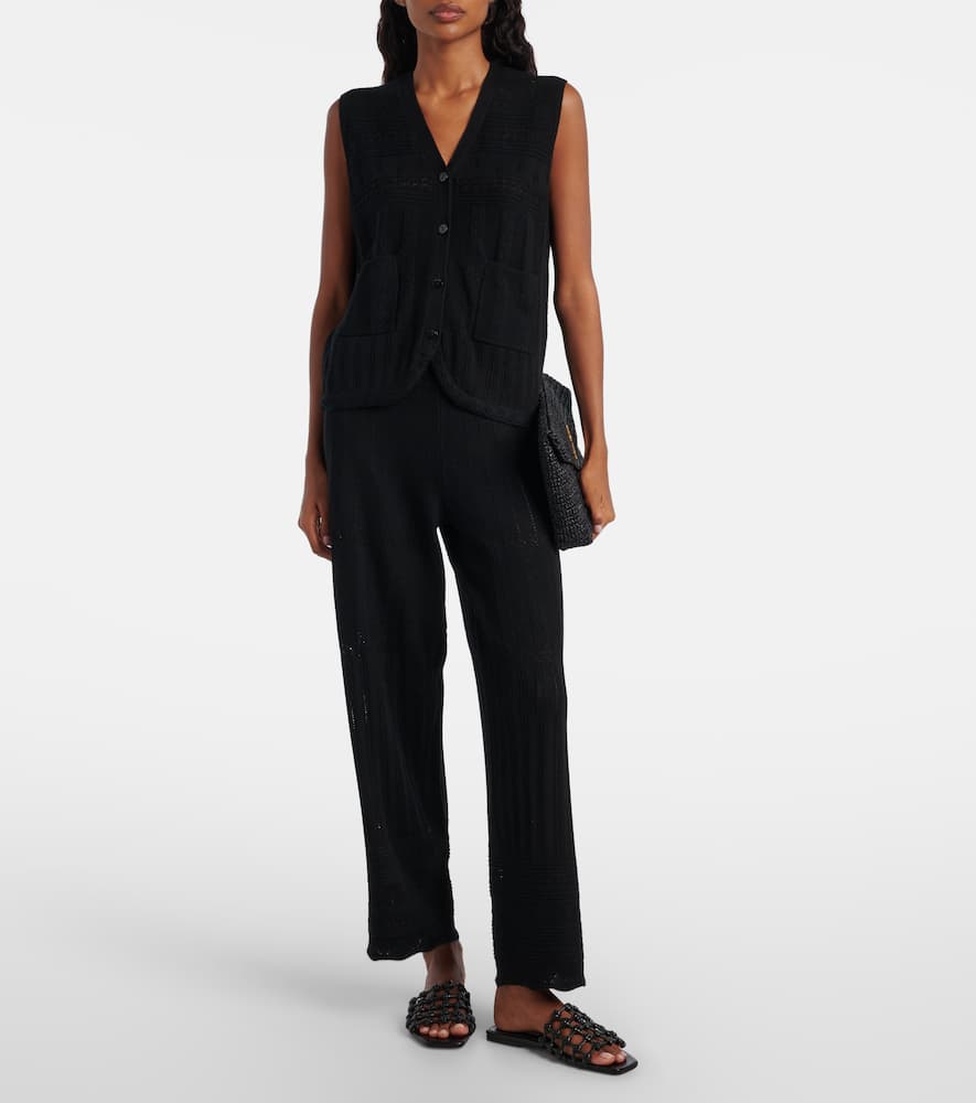 Alliage pointelle wool and cashmere wide-leg pants