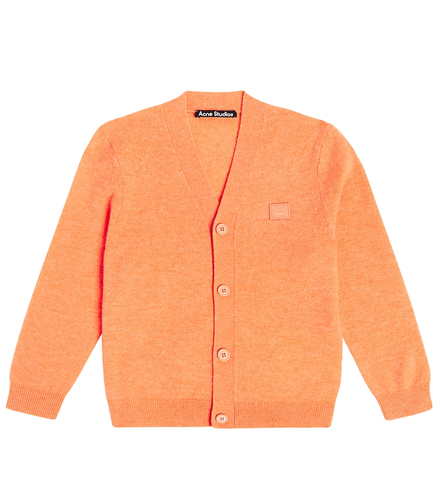 Acne Studios Kids Face Logo V-neck wool cardigan