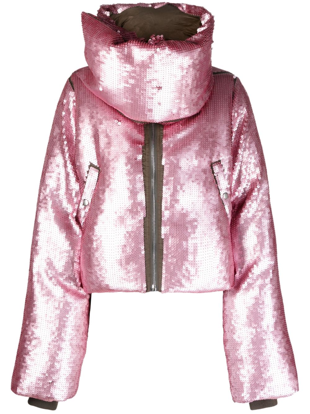 Sequin-embellished wool puffer jacket - Pink