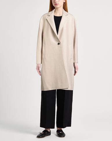 Woman Coat Beige Size 2 Virgin Wool
