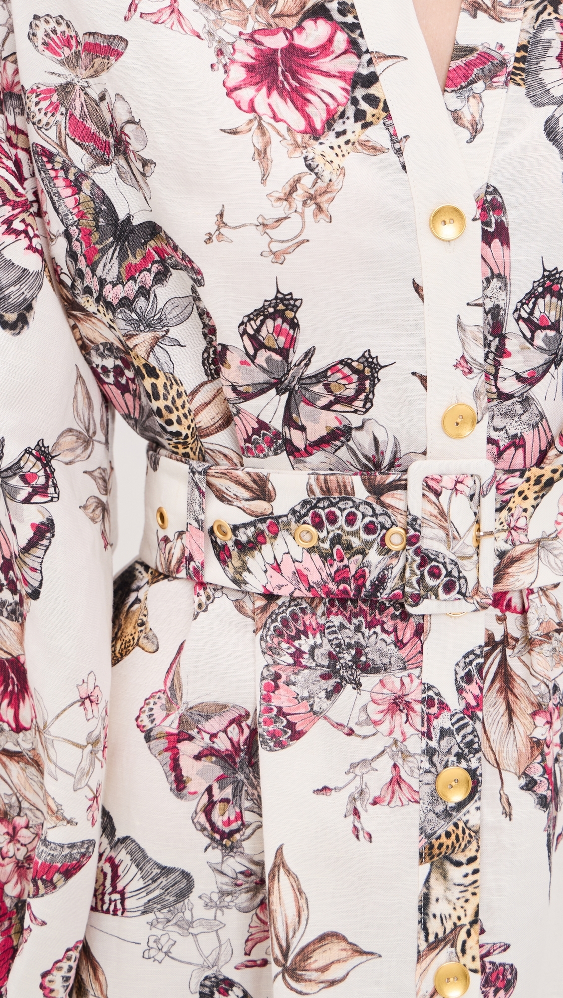 Butterfly Jungle Shirt Dress White Multi Butterfly