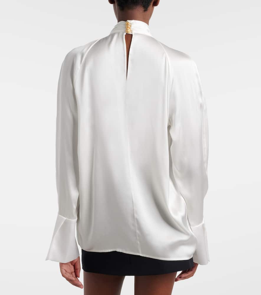 Draped silk satin blouse