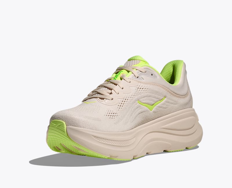HOKA Men's Bondi 9 Shoes in Grout/Neon Yuzu