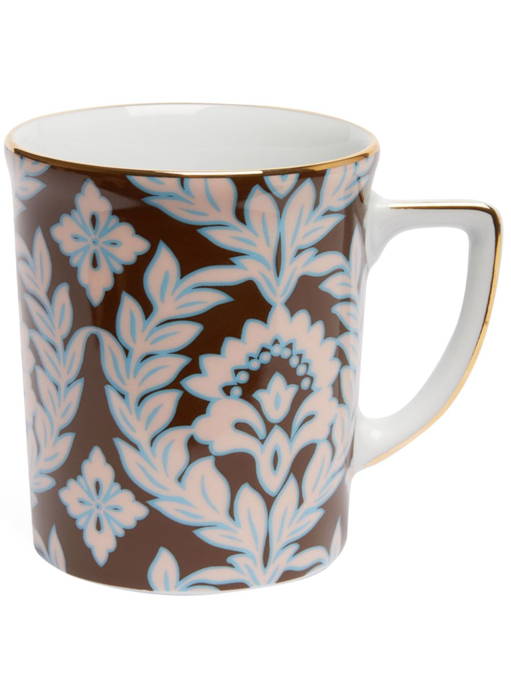 Leaf-print porcelain mug - Brown