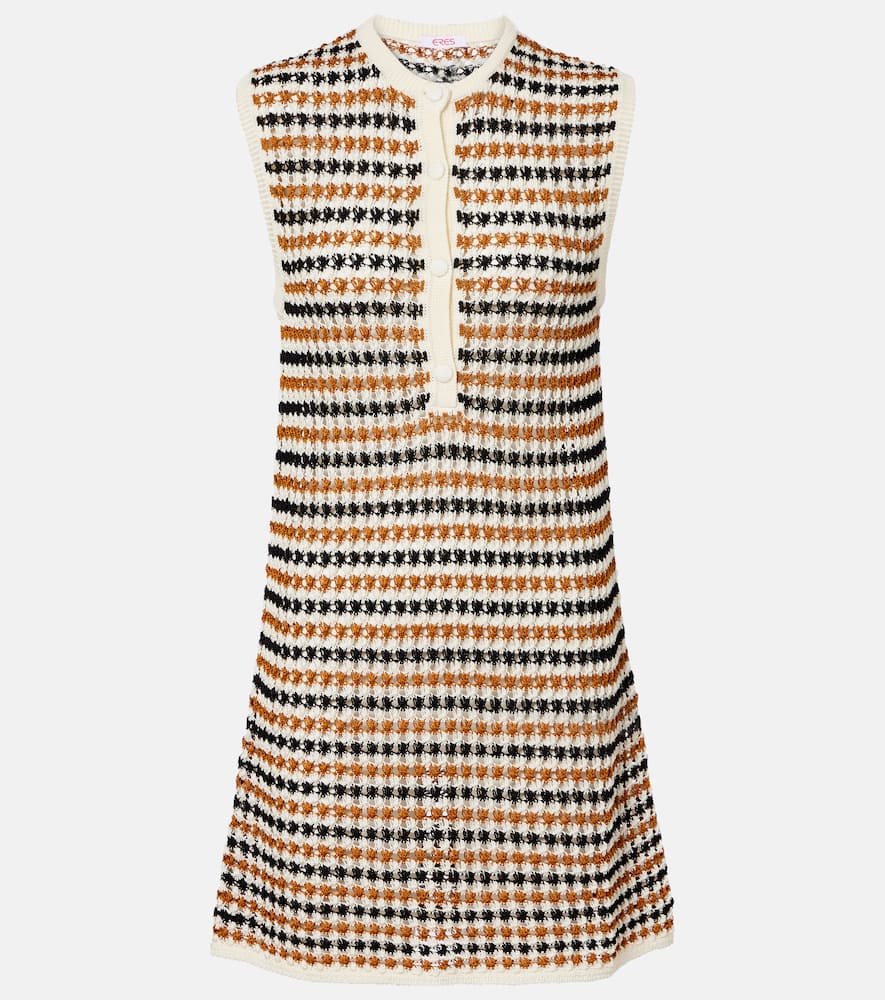 Inedit open-knit cotton-blend polo dress