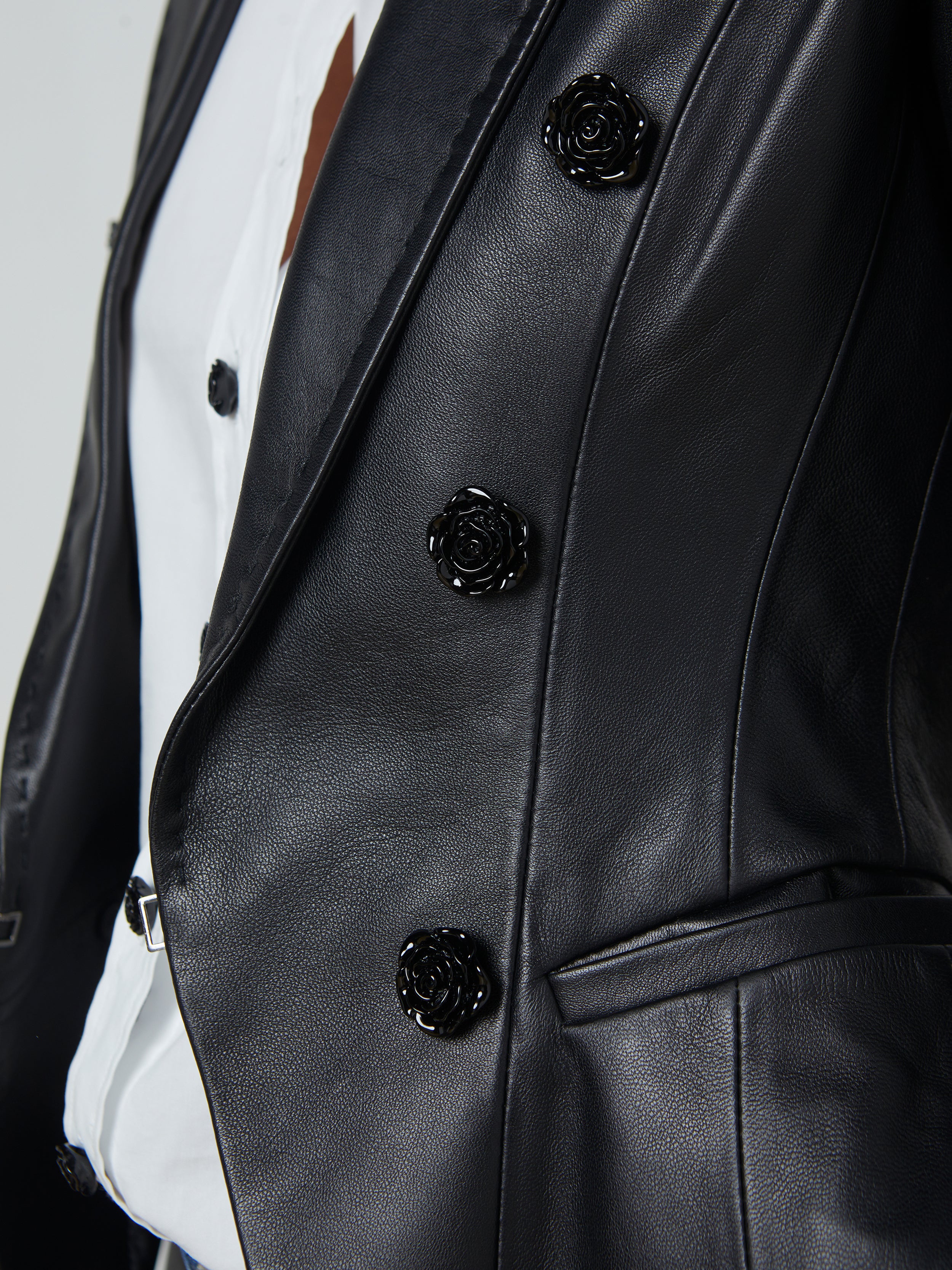 Andalusia Leather Blazer In Black