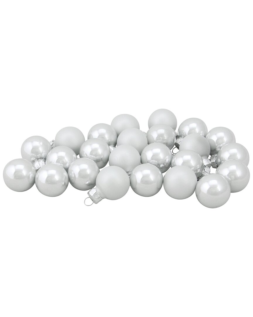 Northlight 24Ct White 2-Finish Glass Christmas Ball Ornaments 1-in(25Mm)