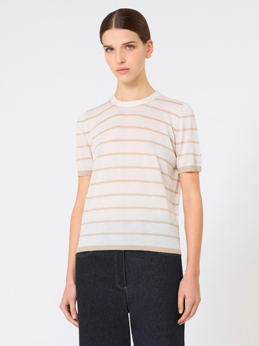 Cashmere And Silk Yarn Sweater - Beige