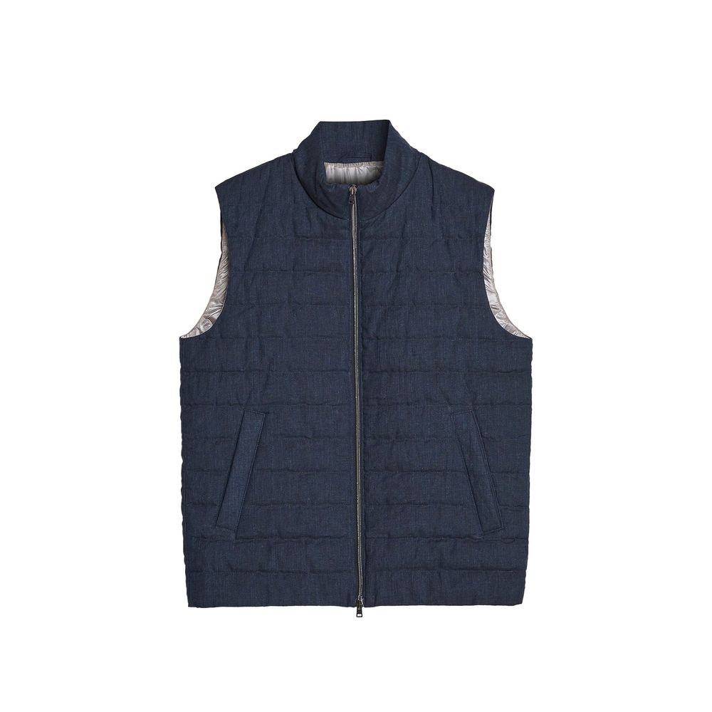 Quilted Linen Vest — Navy
