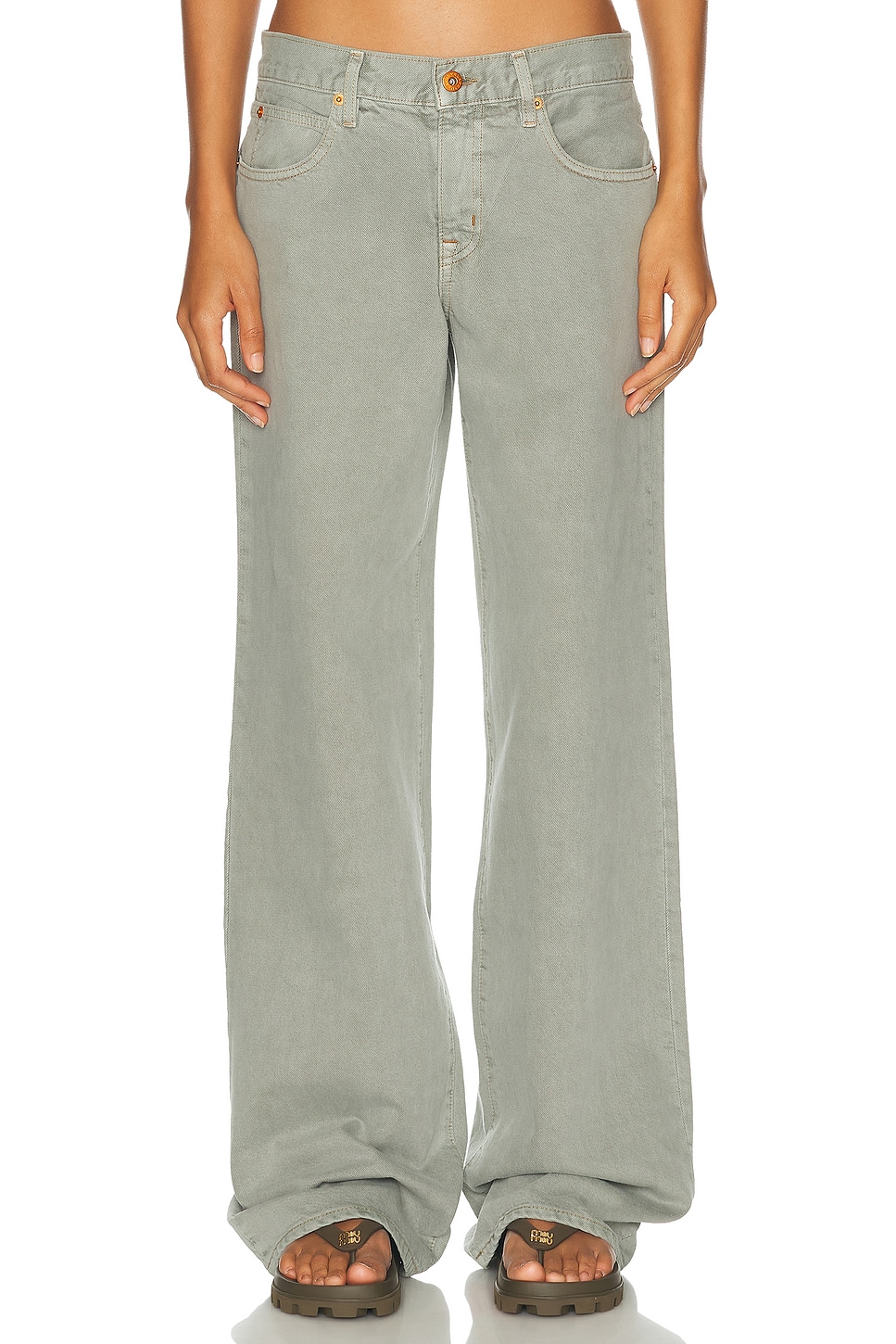 SLVRLAKE Mica Wide Leg in Forest Green - Olive.  30 also in