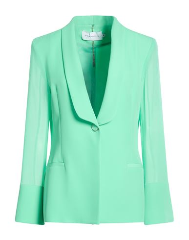 Woman Blazer Green Size 6 Polyester, Elastane