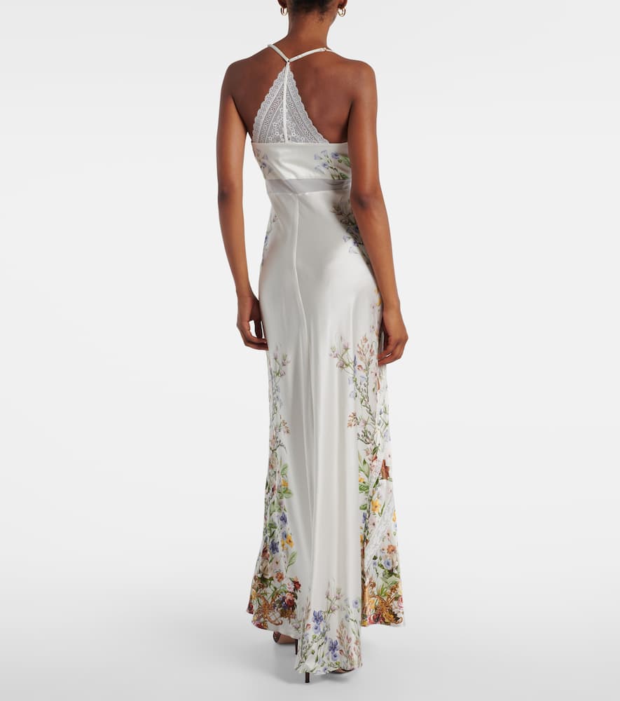 Floral silk satin slip dress