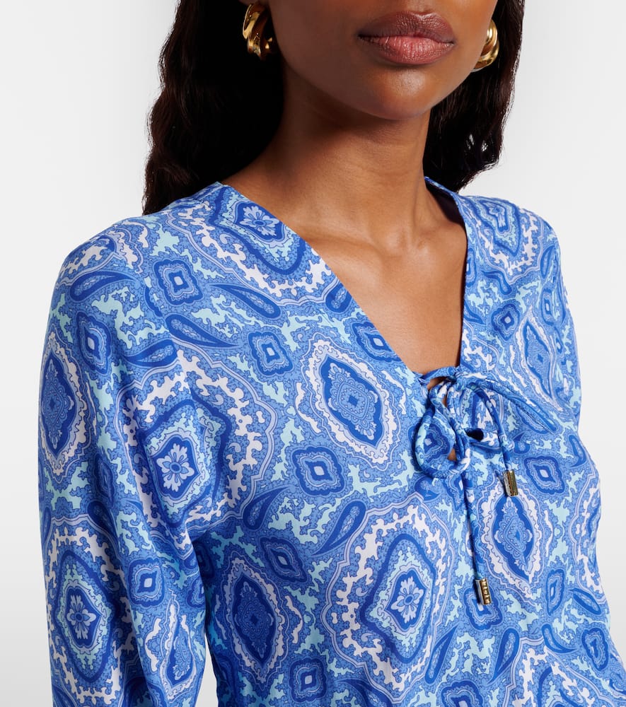 Mykonos printed smocked minidress