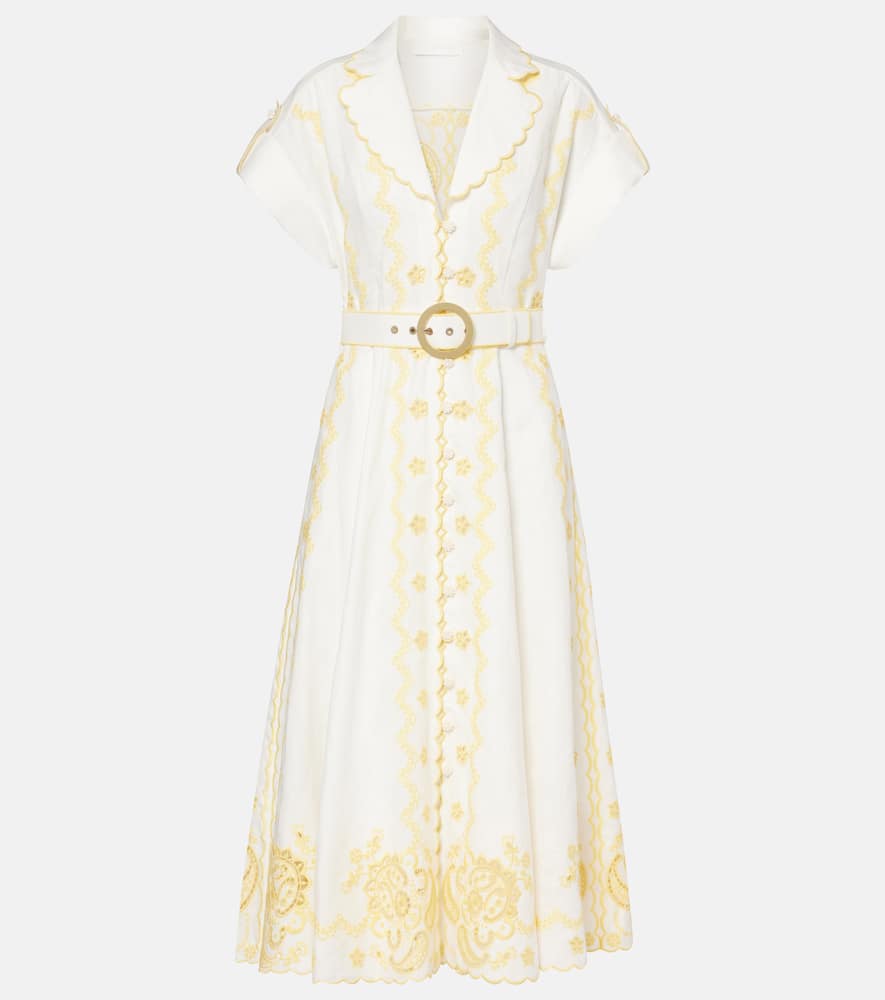 Lucky embroidered linen midi dress