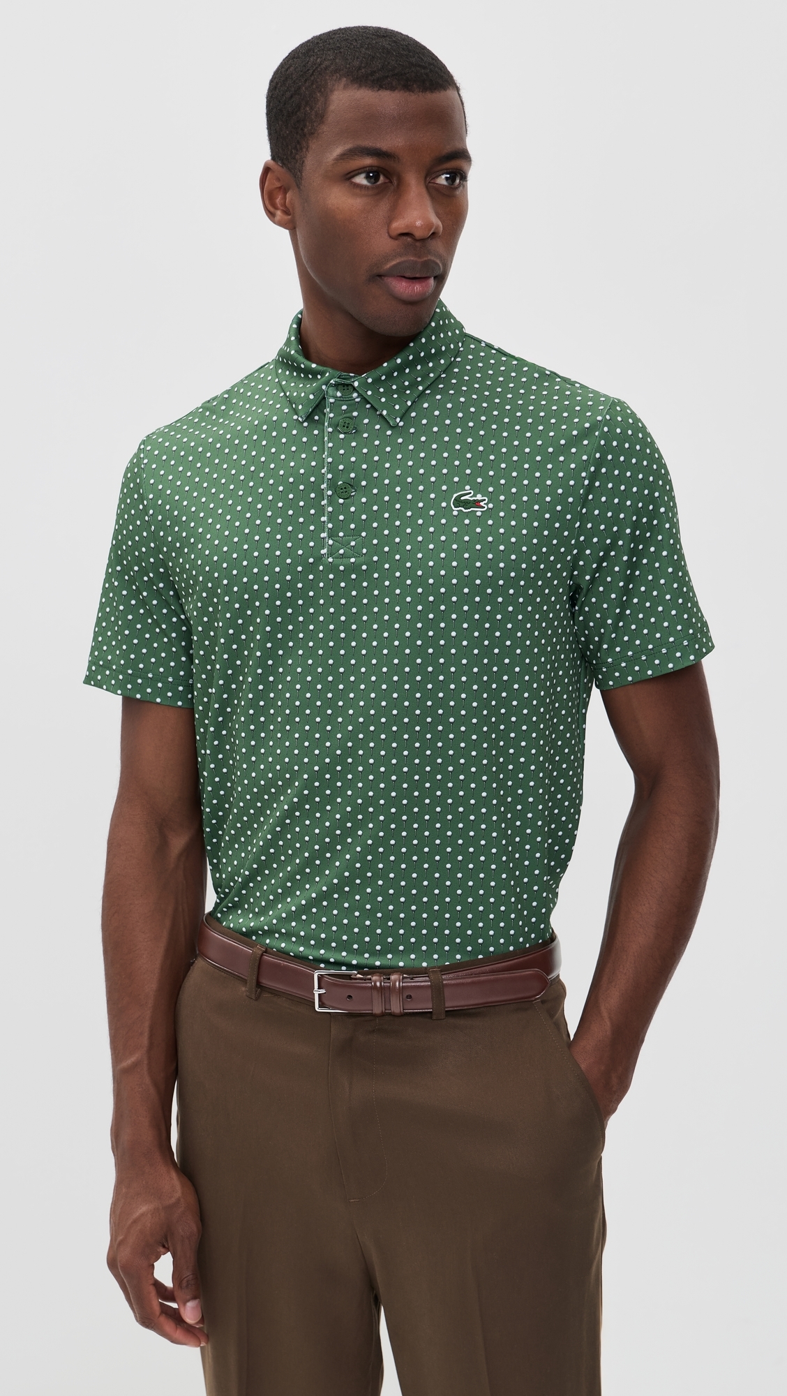 Printed Performance Polo Green/White