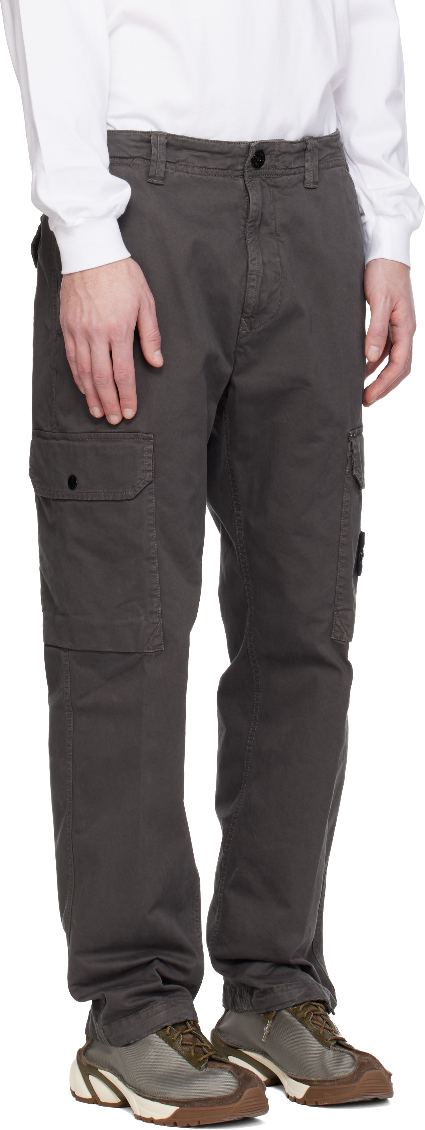 Gray 3100011 Organic Broken Twill Old Effect Cargo Pants