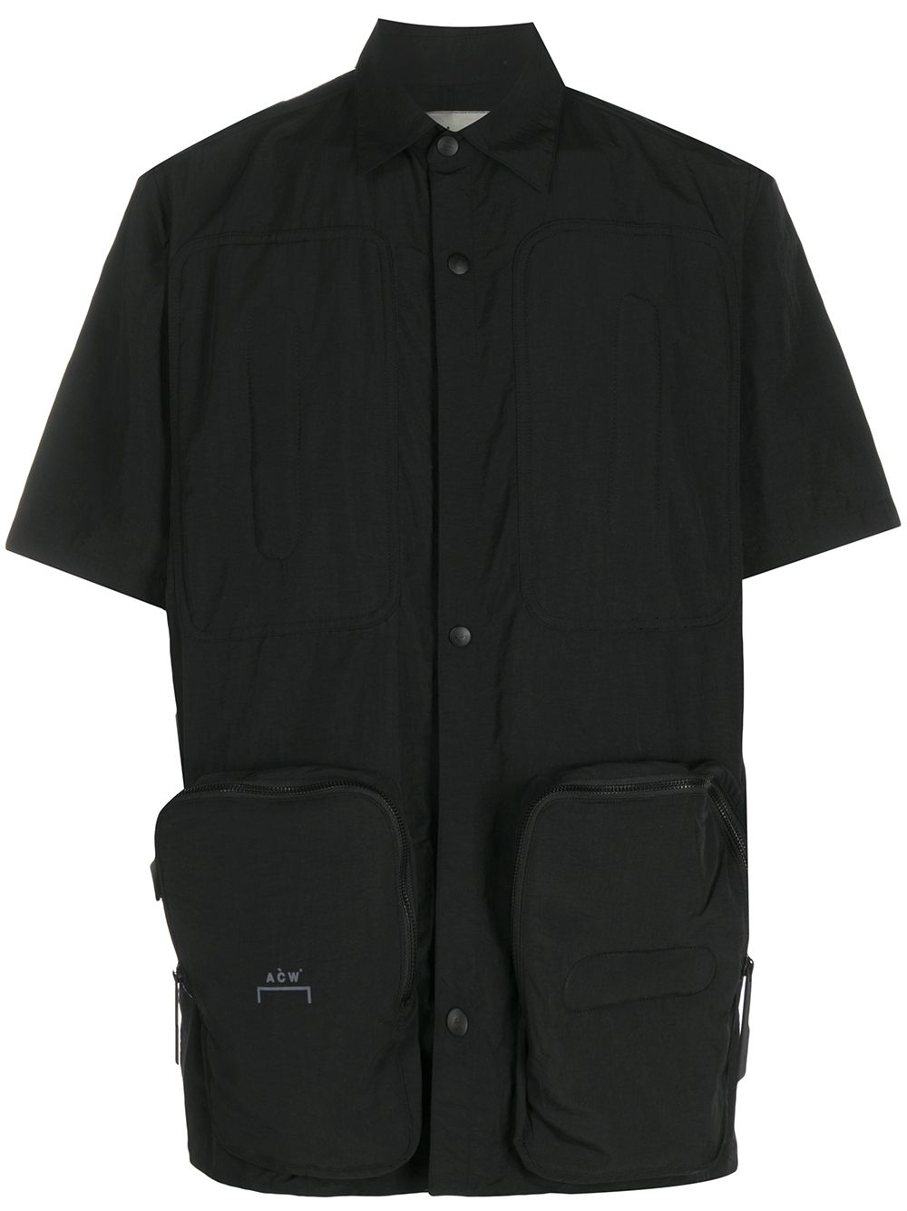 Short sleeved snap fastened shirt - Black