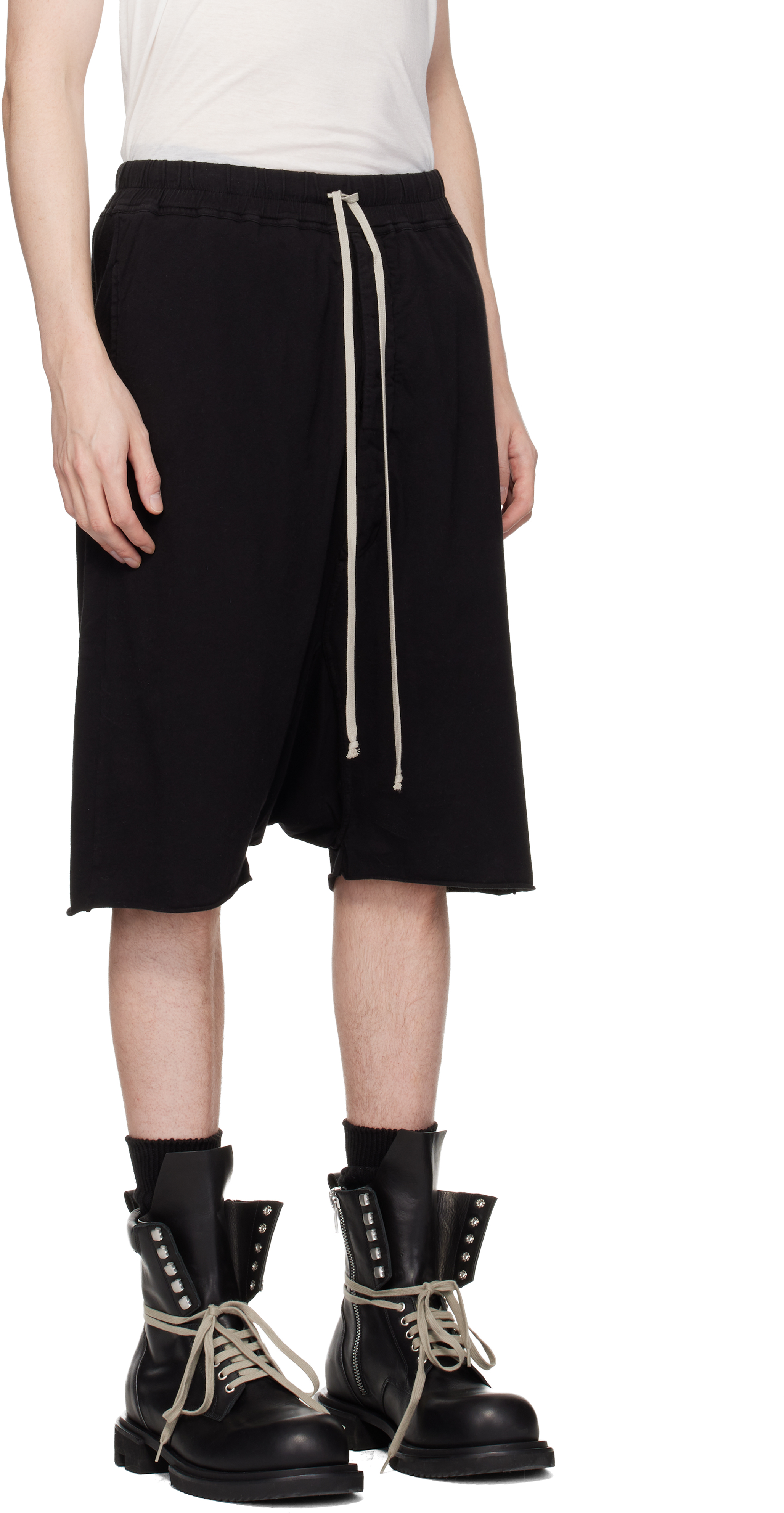 Black Temple Drawstring Pods Shorts
