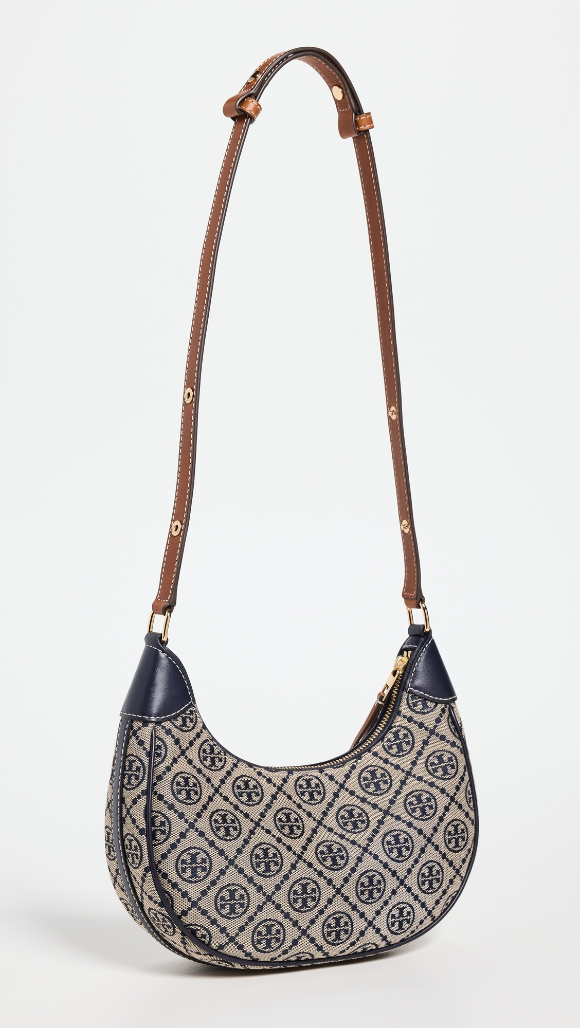 T Monogram Crescent Bag Tory Navy One Size