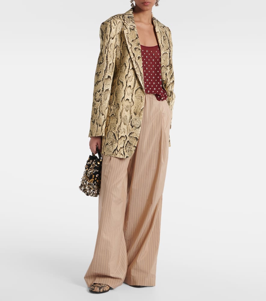 Striped cotton-blend palazzo pants