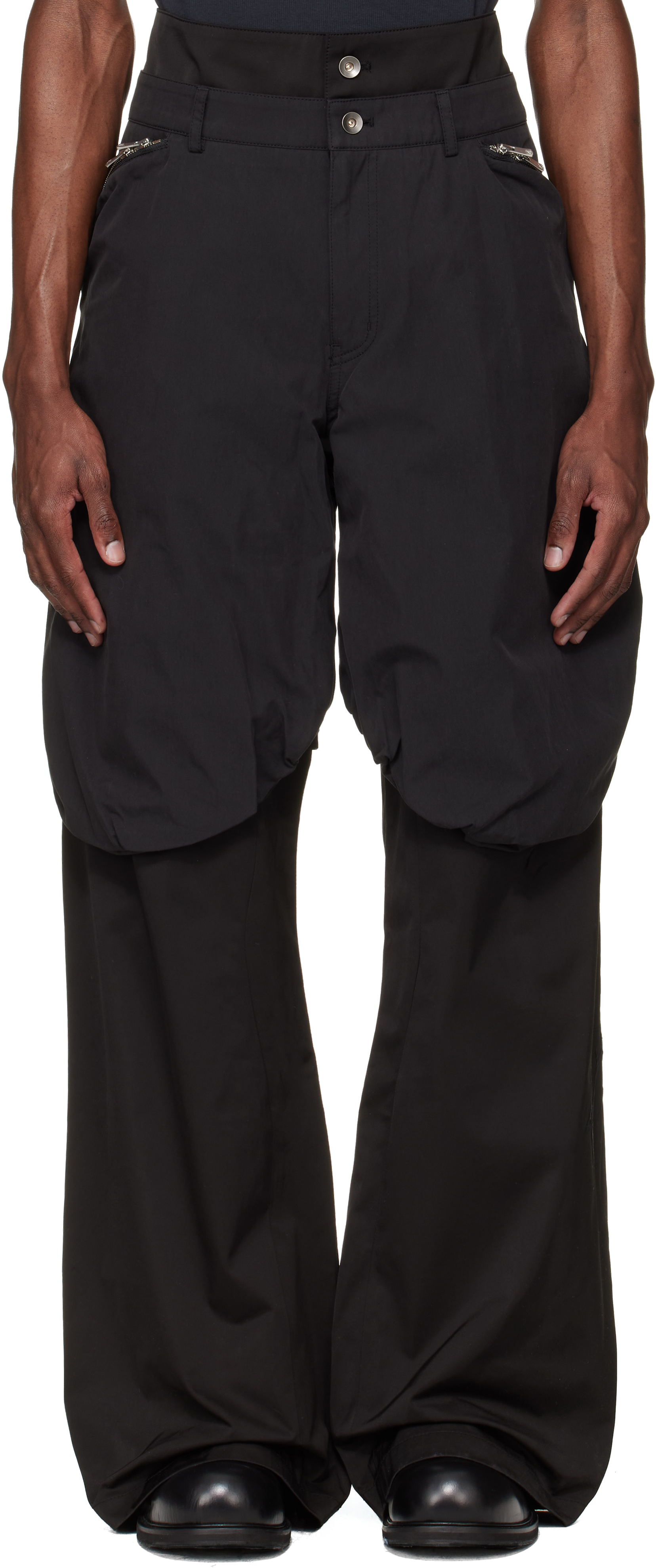 Black Bolsu Double Layered Trousers