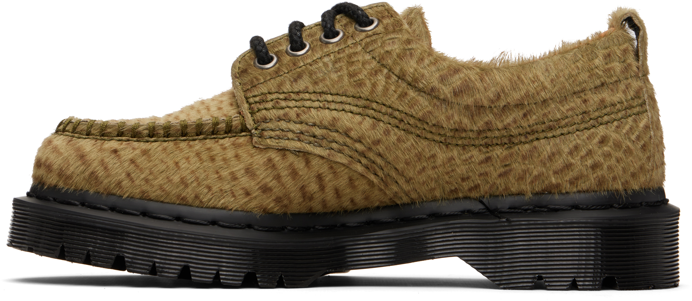 Green Lowell Hair On Leather Moc Toe Derbys