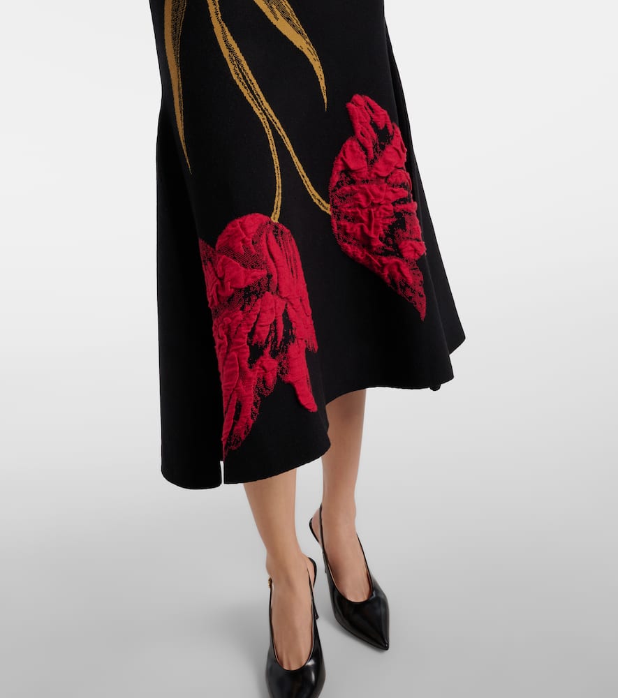 Floral jacquard midi dress