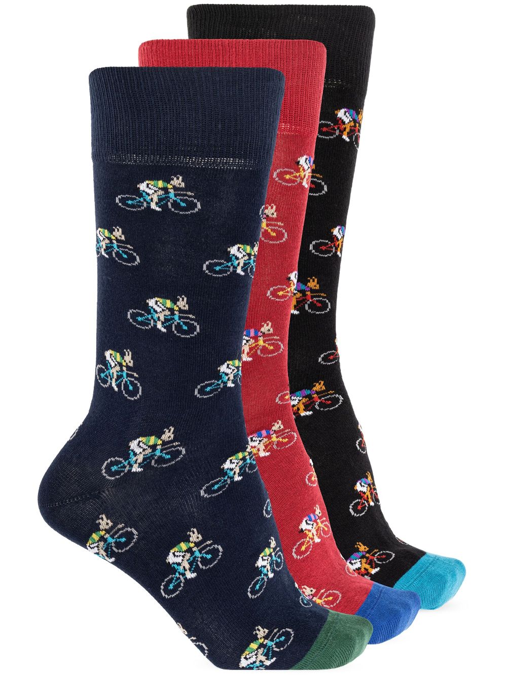 Bicycle motif three-pair set socks - Black