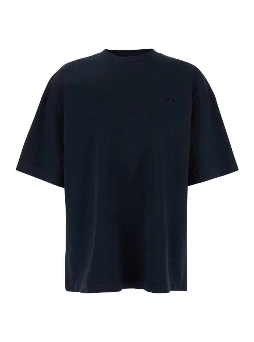 Juun. J Blue T-shirt With Logo Embroidered On The Front And Print On The Back In Cotton Man