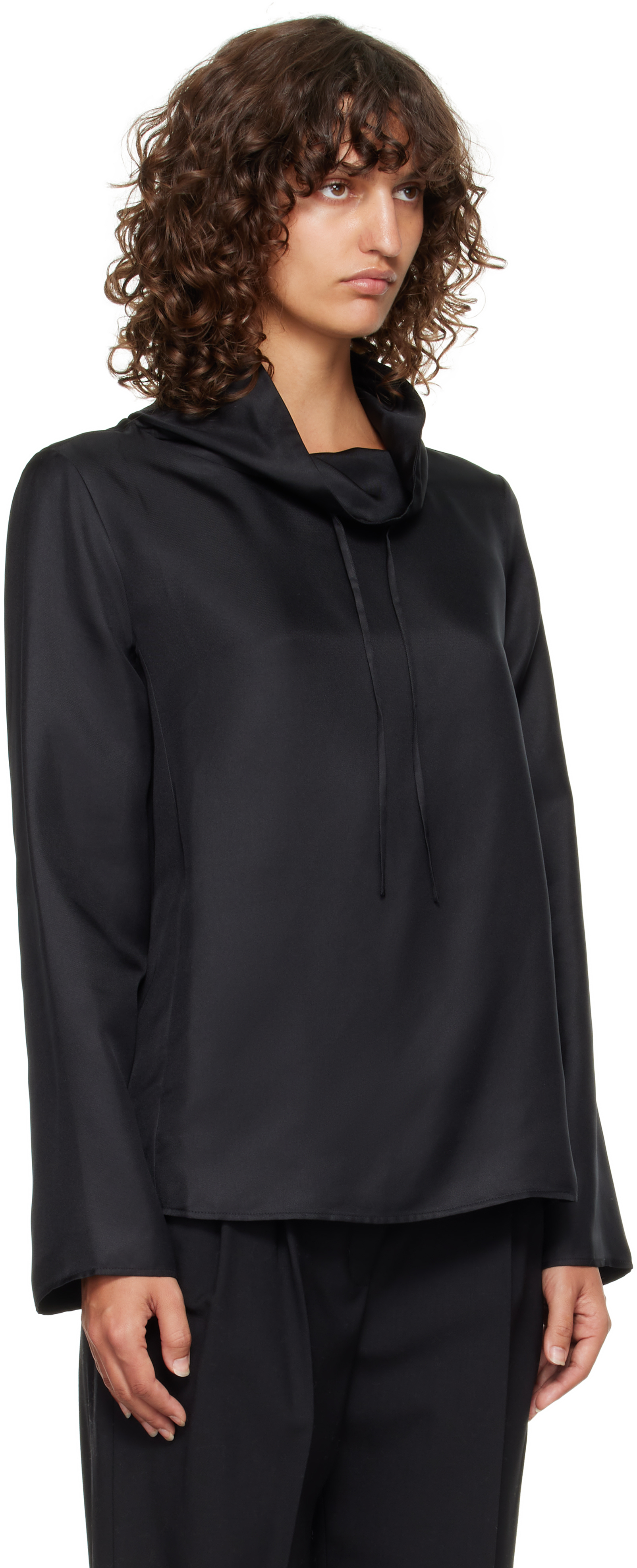 Black Cyna Silk Blouse